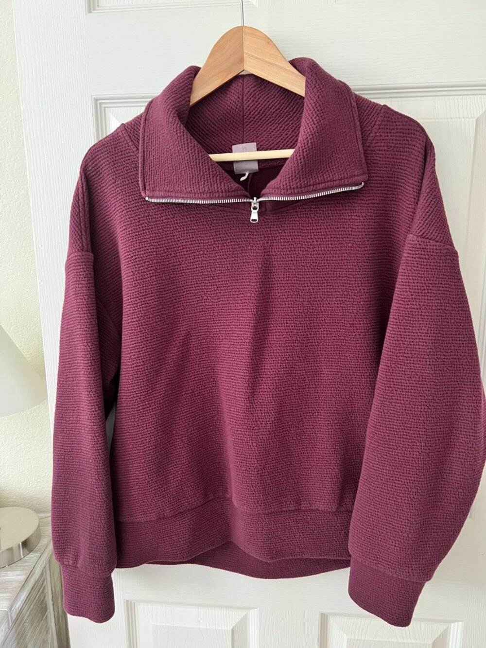CALIA Burgundy Textured Quarter Zip Pullover Sweater Women’s M